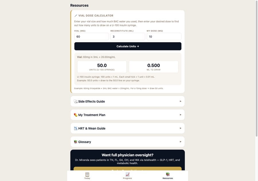 Summit Companion vial dose calculator